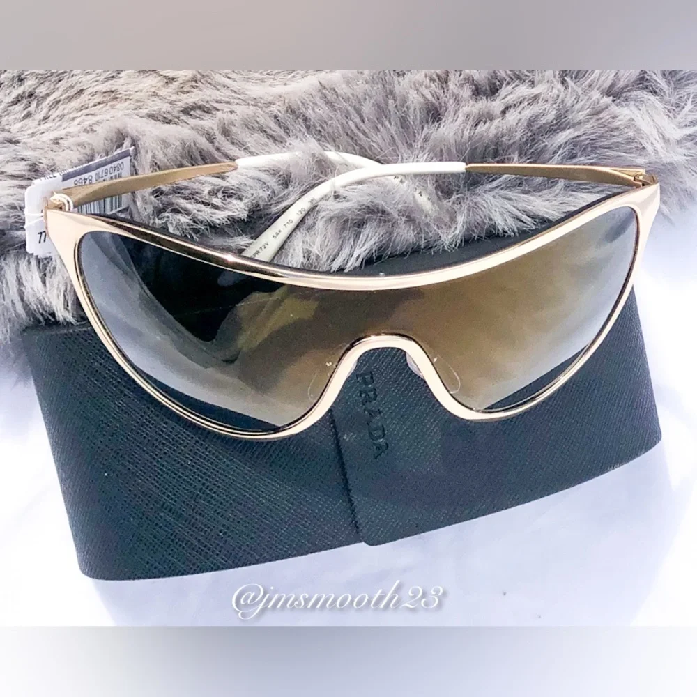 🆕 Prada Gold shield unisex Sunglasses made in Italy